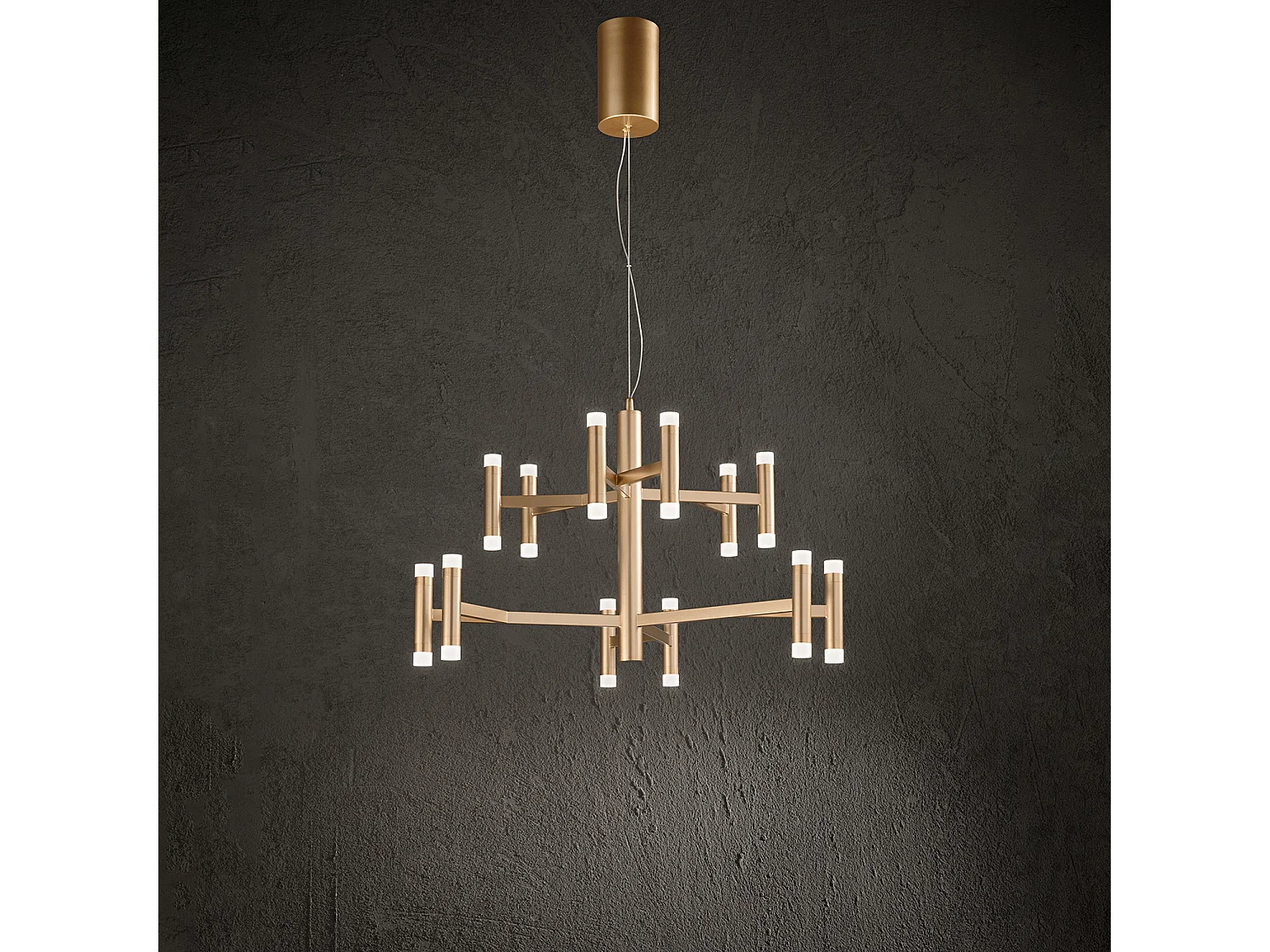 Lampadario Contemporaneo Candles Metallo Oro Spazzolato Acrilico Led 68W 3000K
