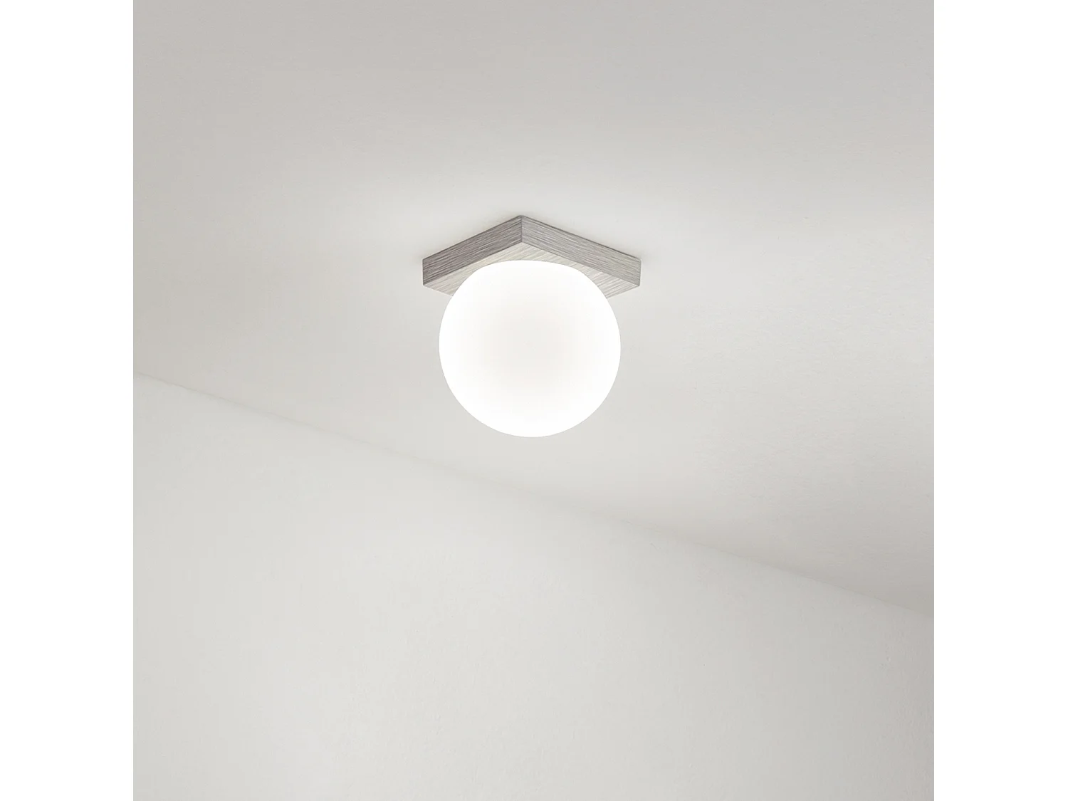 LED-Deckenleuchte 8 W, 3000 K aus titangrauem Metall und mundgeblasenem Glas, elegantes modernes Design für Innenbereich, IP40 - Perenz