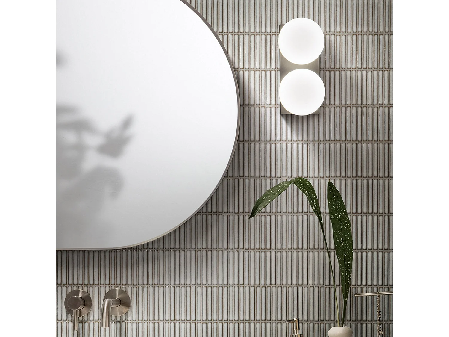 8378 Series LED Ceiling Light in Titanium Gray Metal, 2x8W 3000K, Modern Design with Satin Blown Glass Diffusers, IP40 - Perenz