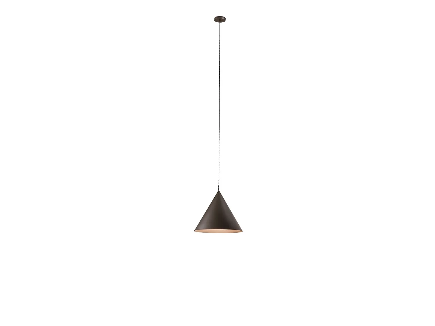 Konische Pendelleuchte aus pulverbeschichtetem Metall und Aluminium in Metallic-Grau und Braun, Durchmesser 30 cm, 1 x E27 max. 60 W - Perenz
