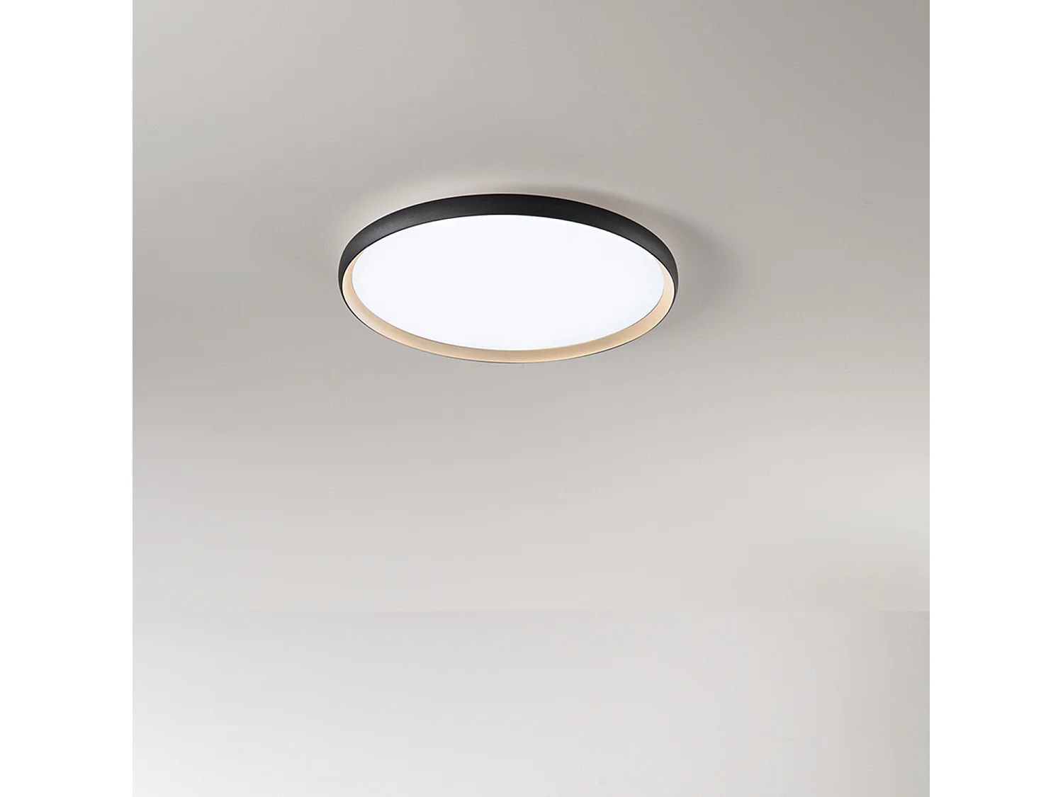 Plafoniera Moderna Halo Metallo Nero Oro Led 40W Dimmerabile Ip20