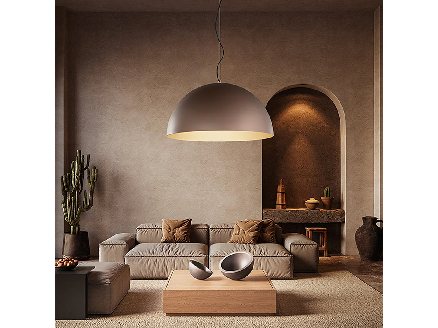 10S48563 Metalen hanglamp, metallic bruin en matgouden afwerking, 3x E27 max. 60W, modern design, in hoogte verstelbaar - Perenz