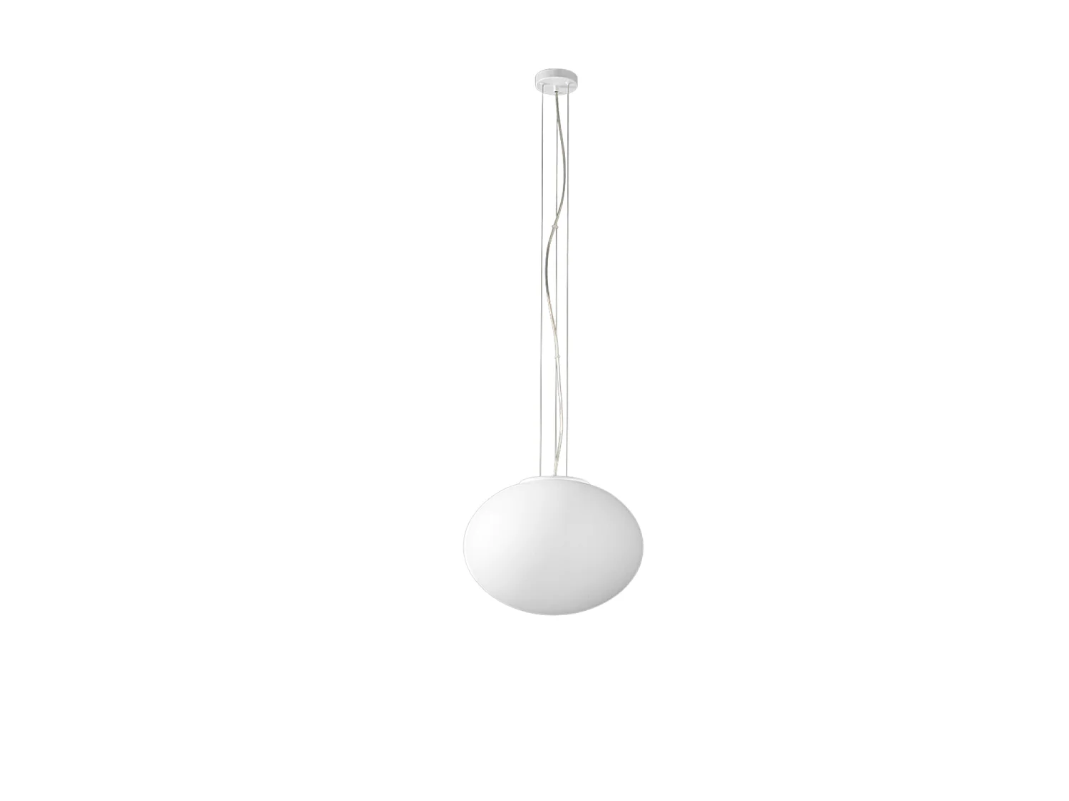Hanglamp van satijnwit geblazen glas, diameter 40 cm, metalen frame, 2x E27 fitting, max. 60W, modern en elegant design - Perenz