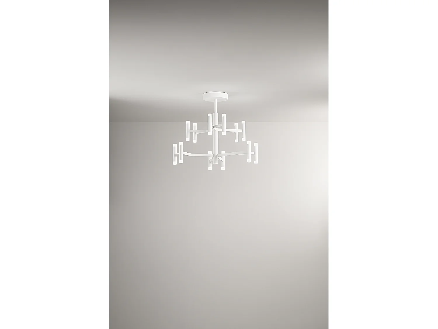 Plafonier LED Moderno em Metal Branco Mate, Estrutura em Alumínio Pintado a Pó, Diâmetro 70 cm, 68W, Luz 3000K - Perenz, Iluminação de Teto Interiof