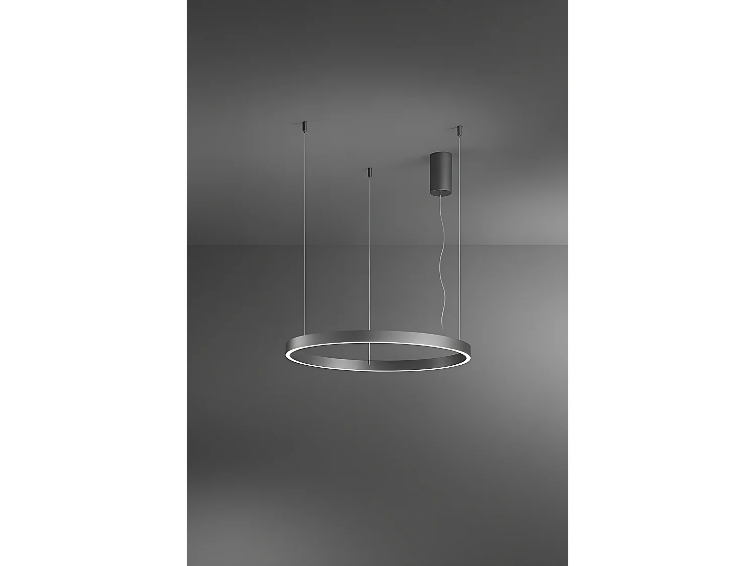 LED-Pendelleuchte der Serie 8284, Gestell aus Metall und Aluminium, modernes Design in Metallic-Grau, 87 W dimmbar, Durchmesser 100 cm - Perenz