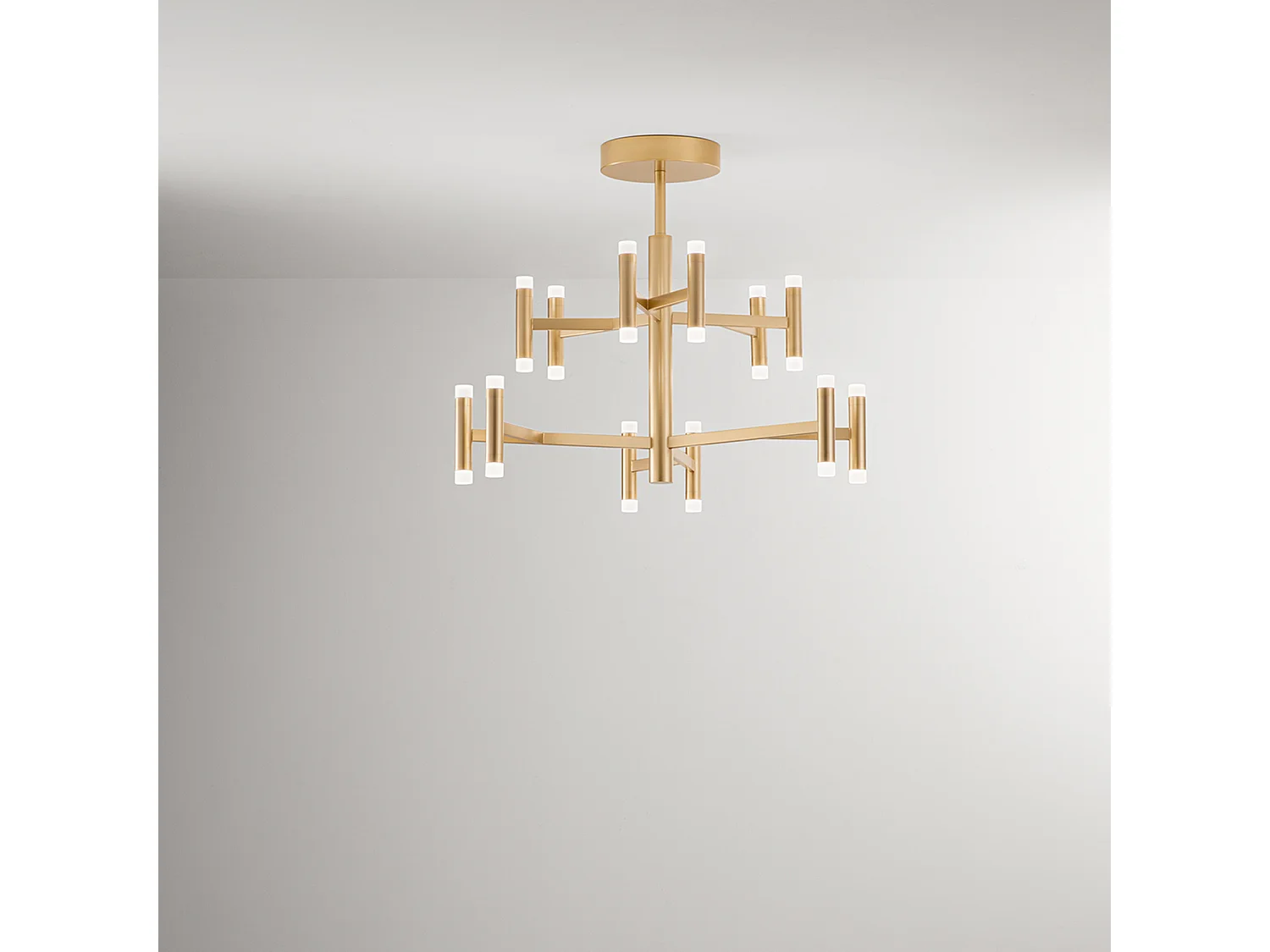 Plafoniera Contemporanea Candles Metallo Oro Spazzolato Acrilico Led 68W 3000K