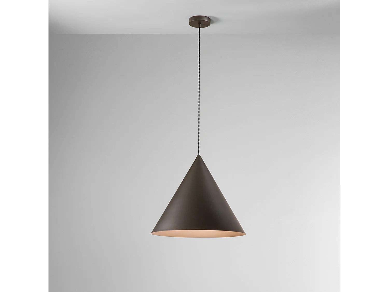 Pendelleuchte aus pulverbeschichtetem Metall und Aluminium, Serie 10S48408, Farbe: Metallic-Grau und Braun, E27-Fassung - Perenz