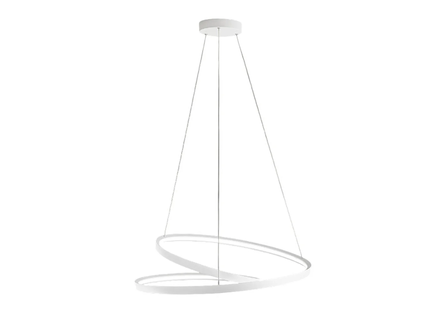 Lâmpada de Suspensão LED 55W Circular Dimmer CCT, Estrutura em Metal Branco Mate, Altura Ajustável, Design Minimalista - Perenz Iluminação S.A.