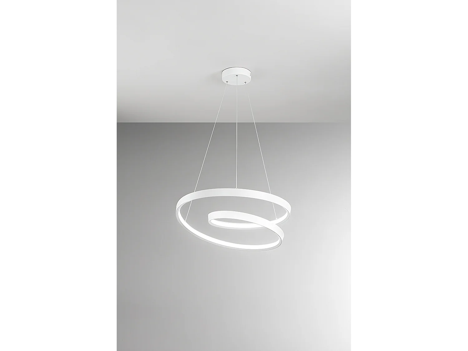 Lâmpada de Suspensão LED 55W Circular Dimmer CCT, Estrutura em Metal Branco Mate, Altura Ajustável, Design Minimalista - Perenz Iluminação S.A.