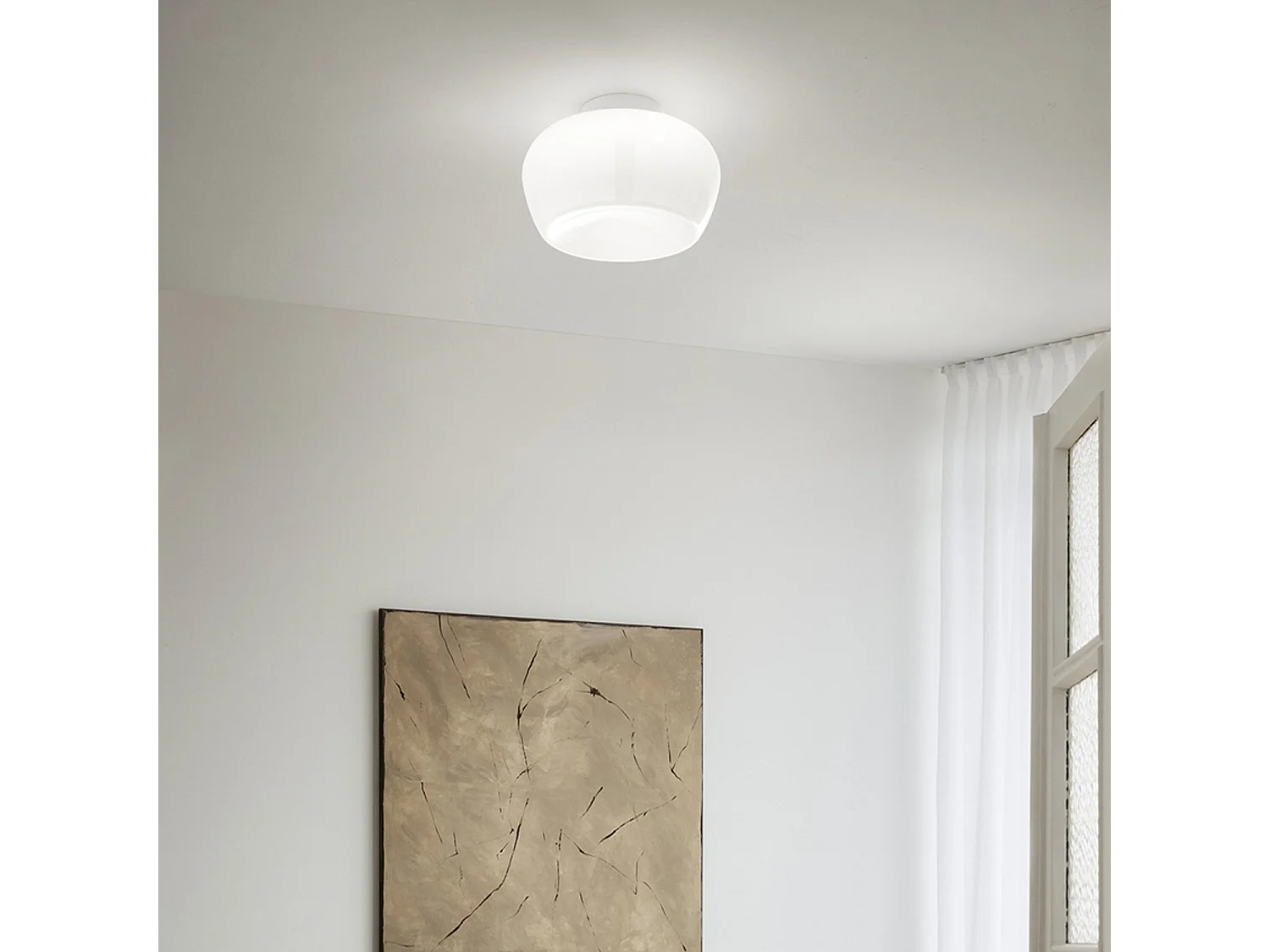 LED-Pendelleuchte der Serie 10S48532 aus weißem Glas, 20 W, 3000 K, dimmbar, mattweißer Metallrahmen, Durchmesser 38 cm - Perenz
