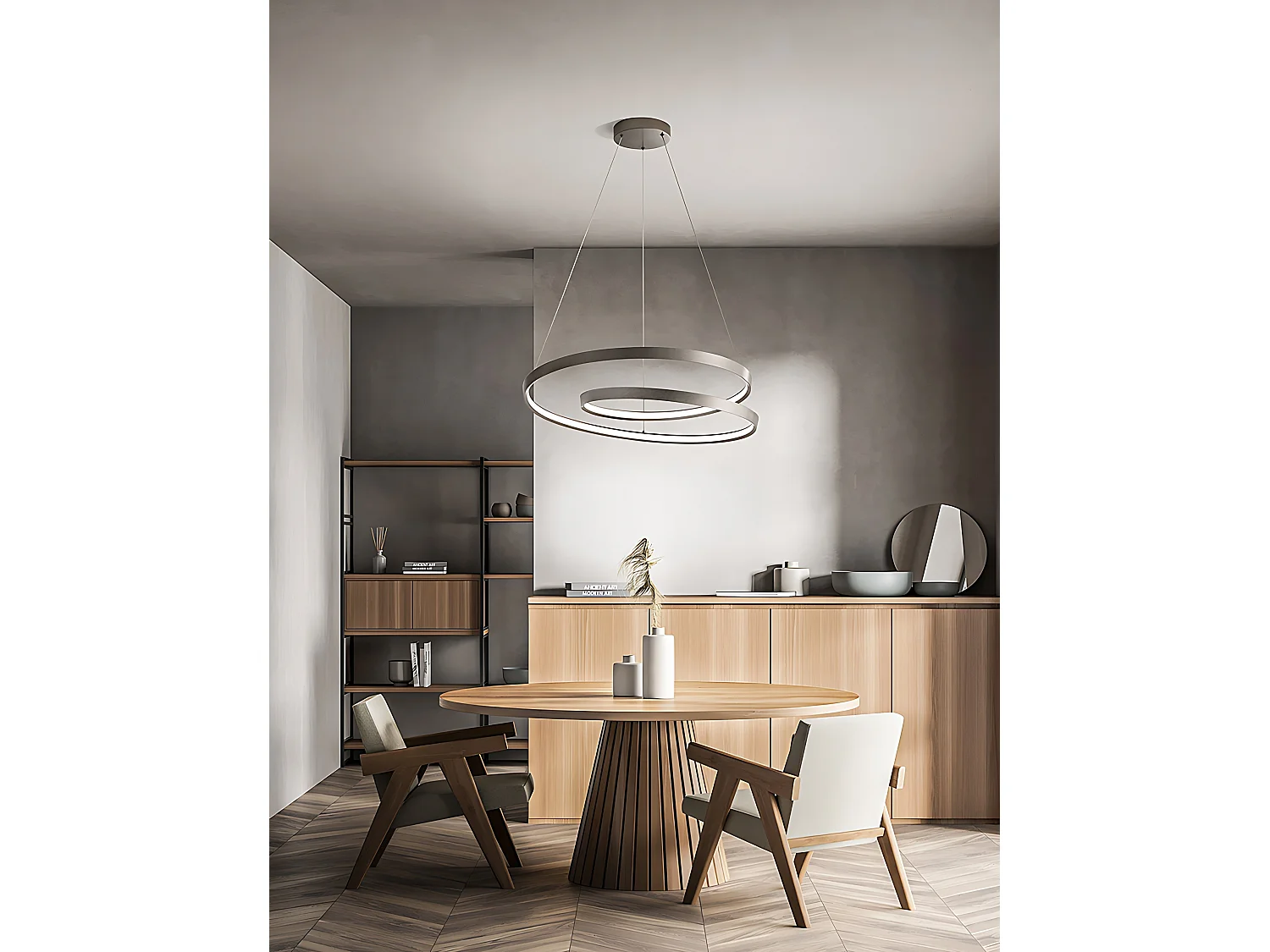 70W LED pendellampe, børstet grå, serie 6618, metal- og aluminiumsramme, justerbart moderne design, CCT-teknologi - Perenz