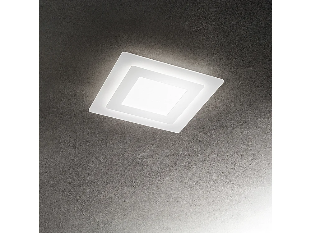 Plafonier LED Quadrado Metal Branco 45W CCT 3000K/4000K/6000K Selecionável Difusor Satinado 48x48 cm Design Moderno Elegante - Marca Perenz