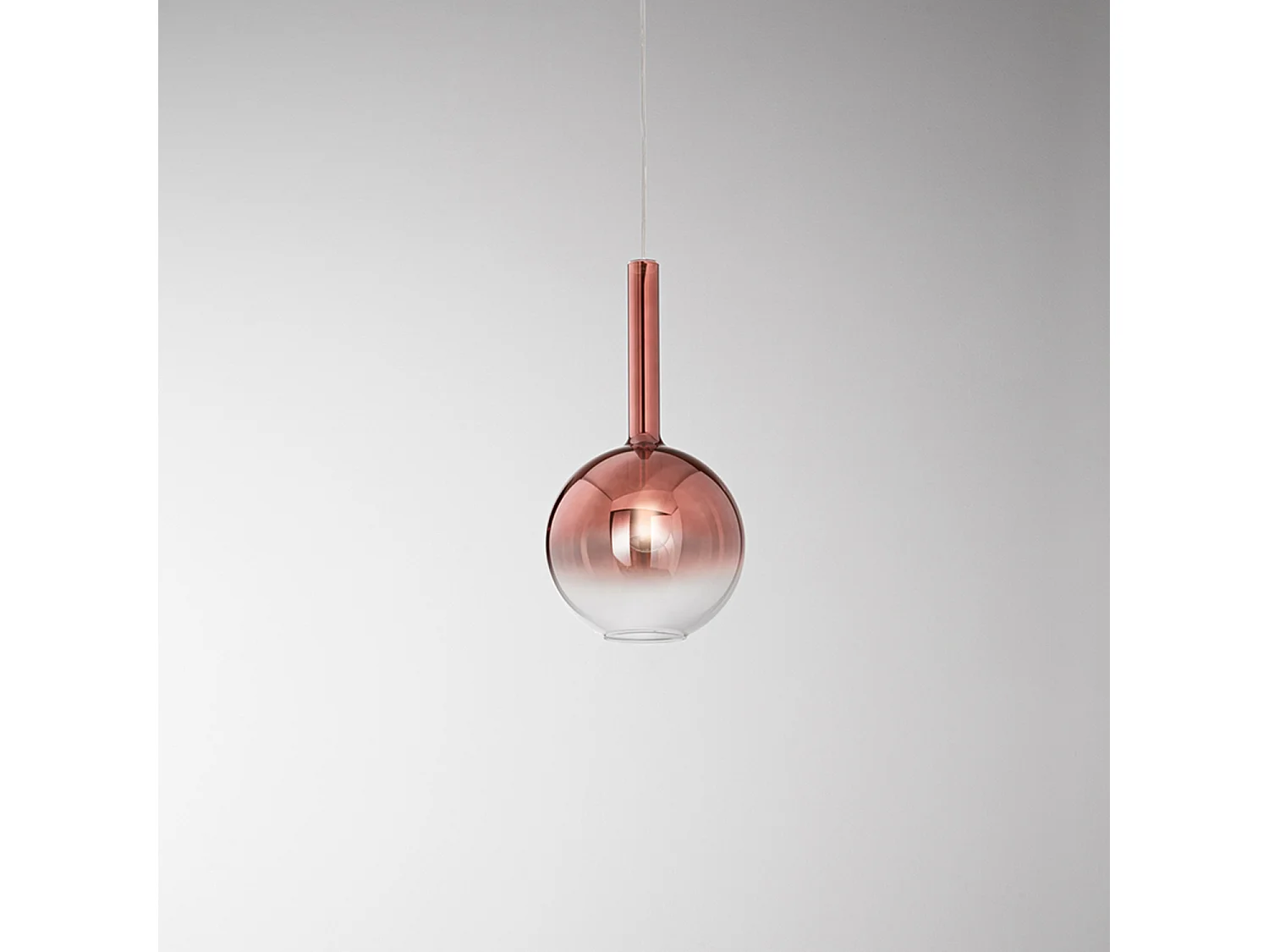 Hanglamp van koperkleurig spiegelend borosilicaatglas, 1x40W E27, modern design met verstelbare kabel, ideaal voor binnenverlichting - Perenz