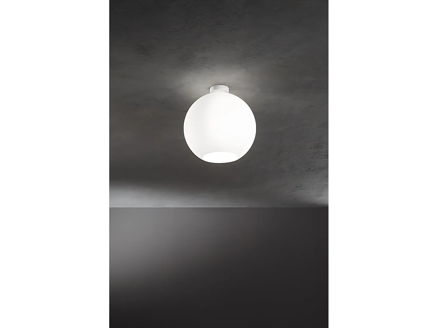 Plafonidra de Vidro Branco Coleção Moderno, Estrutura em Metal e Alumínio com Pintura a Pó, Casquilho E27, Diâmetro 30cm, IP20 - Marca Perenz