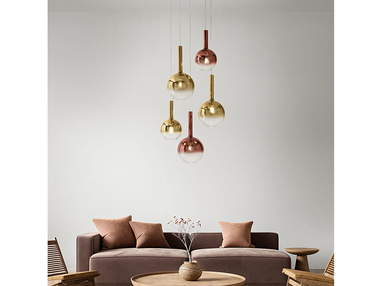 Perenz 1x40W E27 hanglamp met spiegelend goudkleurig borosilicaatglas, modern design met verstelbare kabel, ideaal voor binnenverlichting.