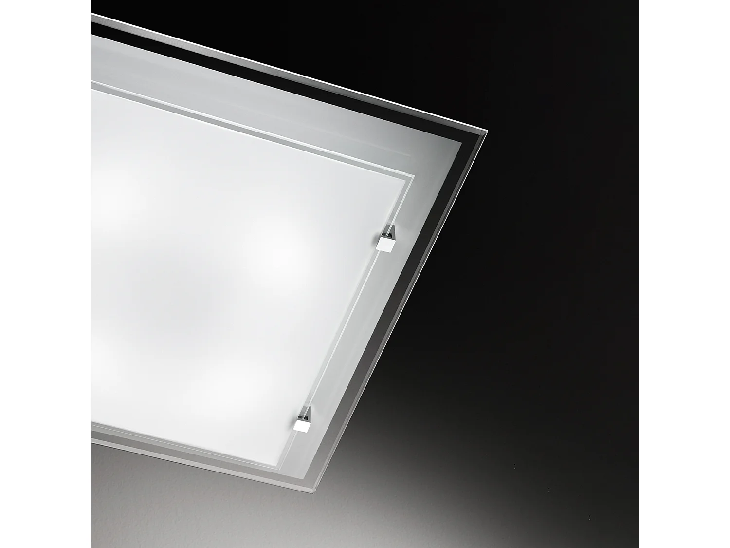Vierkante LED-plafondlamp van wit glas, 40W, instelbare kleurtemperatuur, 52,5 x 52,5 cm, modern design met wit metalen en aluminium frame - Perenz