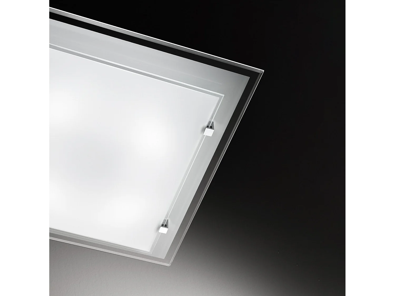Plafonnière LED Quadrada em Vidro Branco 40W CCT Ajustável 52,5x52,5 cm, Design Moderno com Estrutura em Metal e Alumínio Branco - Marca Perenz