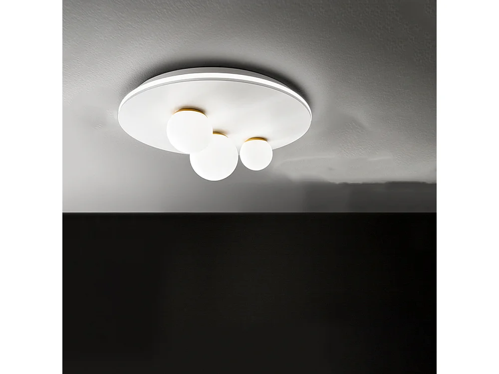 48W 2976lm 3000°K LED-plafondlamp in wit metaal, diameter 49,5 cm, modern design met witte opaalglazen diffusers - Perenz