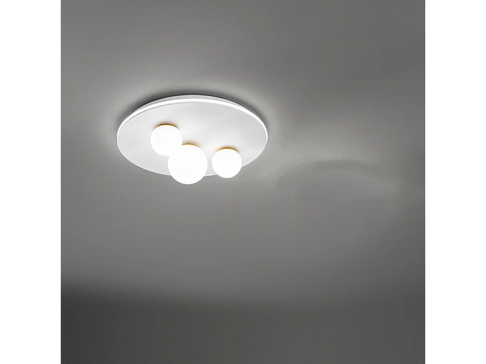 48W 2976lm 3000°K LED-plafondlamp in wit metaal, diameter 49,5 cm, modern design met witte opaalglazen diffusers - Perenz