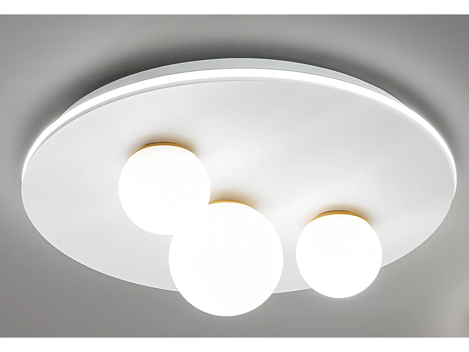 48W 2976lm 3000°K LED-plafondlamp in wit metaal, diameter 49,5 cm, modern design met witte opaalglazen diffusers - Perenz