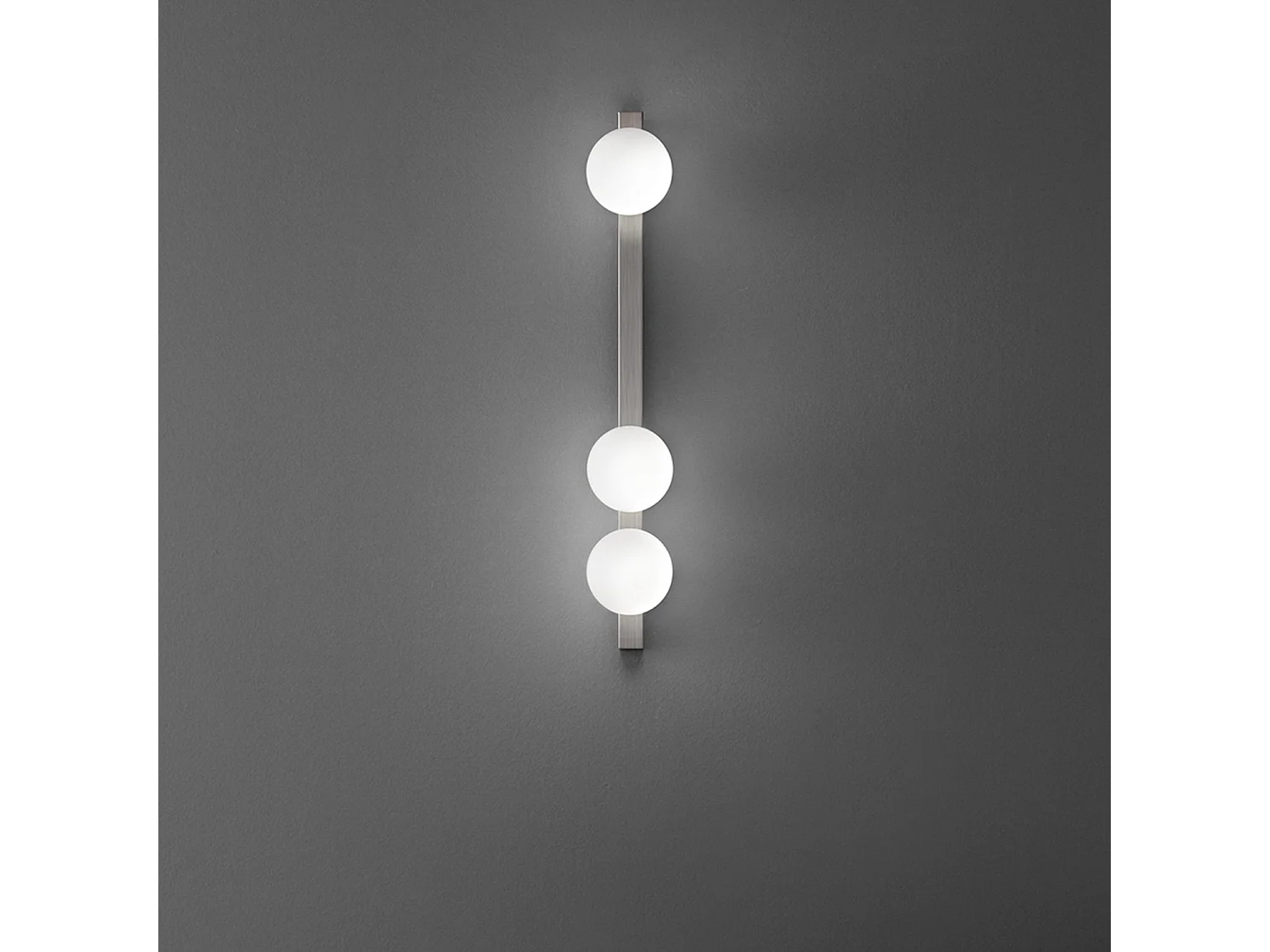 Modern 3-Light Ceiling Lamp in Titanium Gray Metal with Spherical Diffusers in White Acid-Etched Glass - Elegant Design 60 cm - Perenz