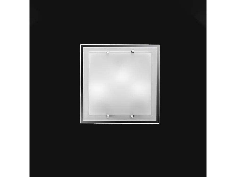 Witte glazen plafondlamp 40x40 cm, 3xE27 Max 40W, modern en elegant design voor binnenverlichting, minimalistische afwerking - Perenz kwaliteit