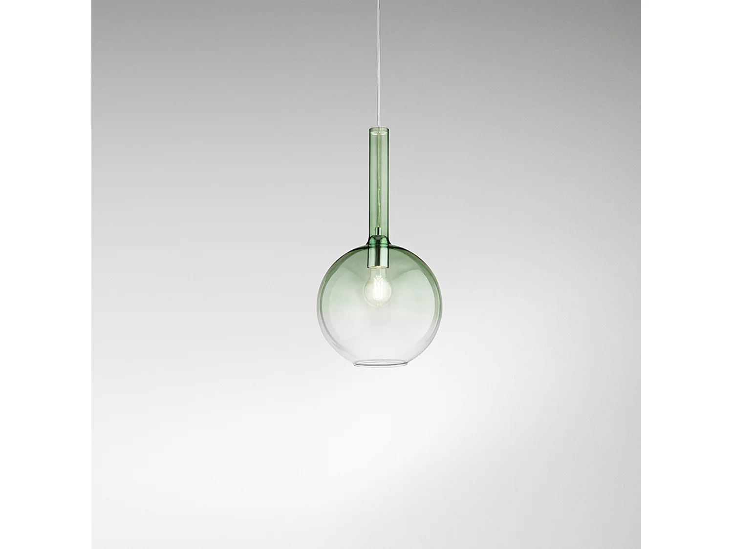 Perenz 1x40W E27 hanglamp met groen verloop van borosilicaatglas, modern design met verstelbare kabel, ideaal voor binnenverlichting.