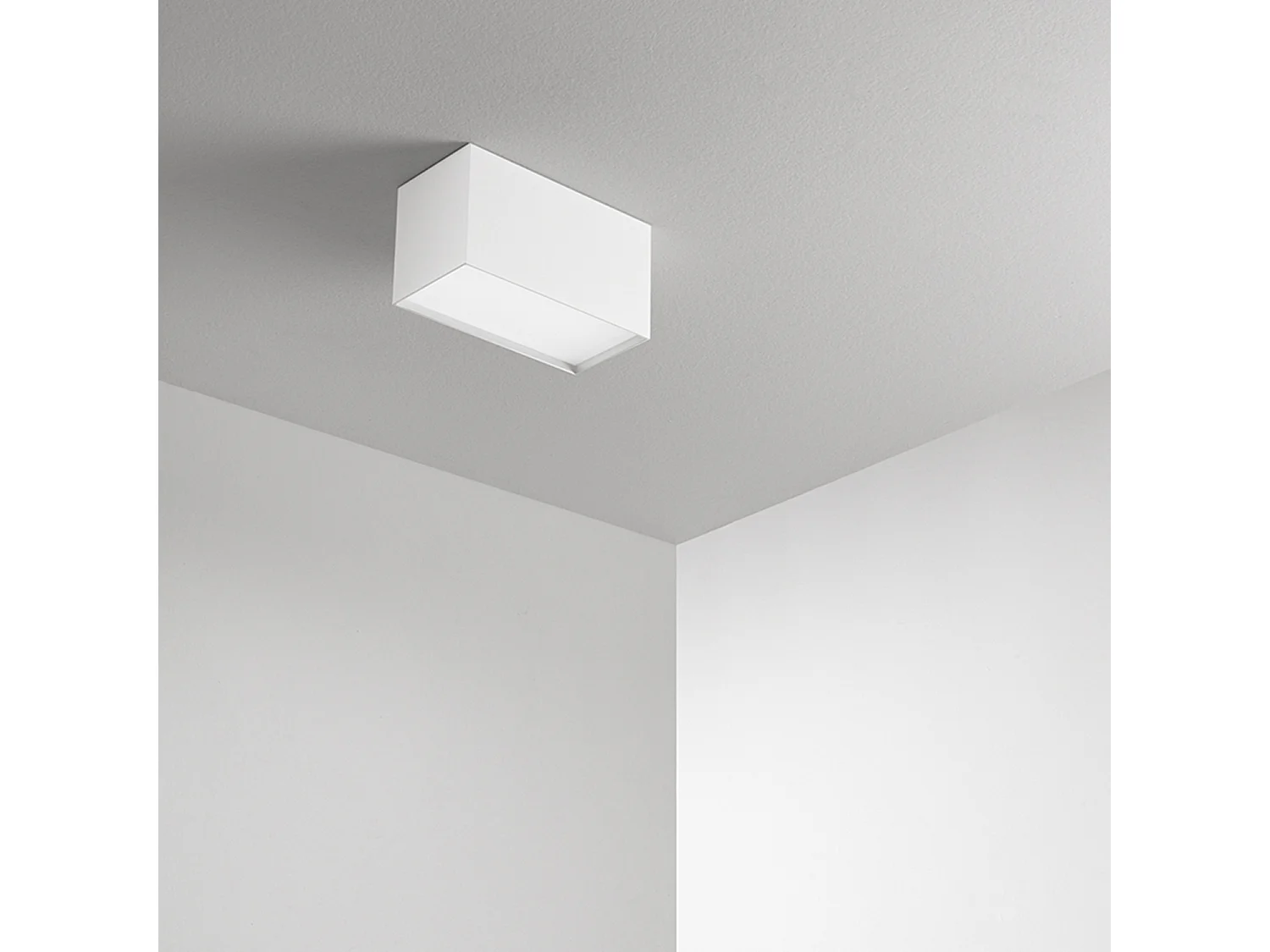 LED-plafondlamp serie 8572 in gepoedercoat metaal en aluminium, mat wit, 20W 3000K, afmetingen 10x20x11 cm - Perenz
