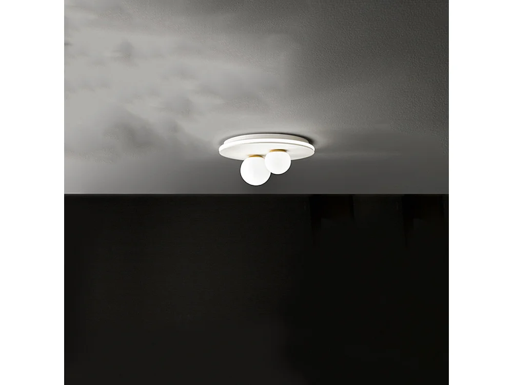 38W 2470lm 3000°K LED-plafondlamp in wit metaal, diameter 40 cm, modern design met witte opaalglazen diffusers - Perenz
