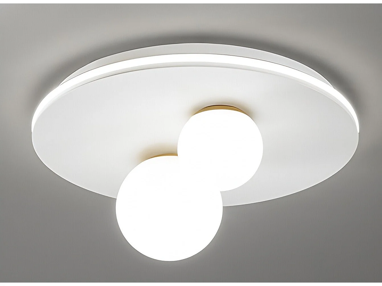 Plafonete LED 38W 2470lm 3000°K em Metal Branco, Diâmetro 40 cm, Design Moderno com Difusores em Vidro Branco Opala - Perenz, Iluminação Casa