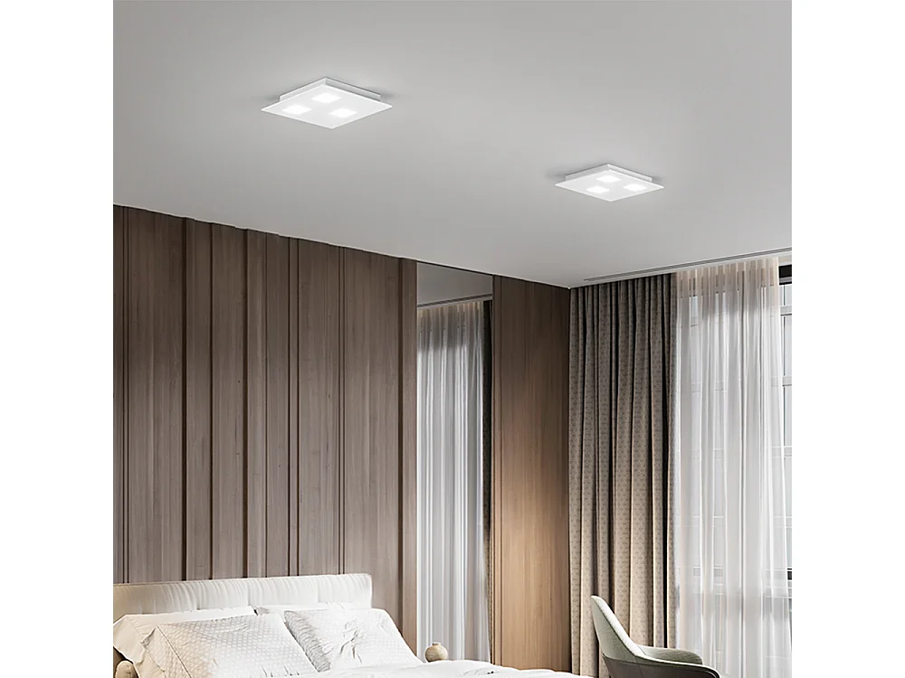 Plafonier Quadrado em Metal Branco, Design Moderno 3 Luzes GX53, Iluminação de Interiores Elegante e Minimalista, 30x30 cm - Marca Perenz Oficial