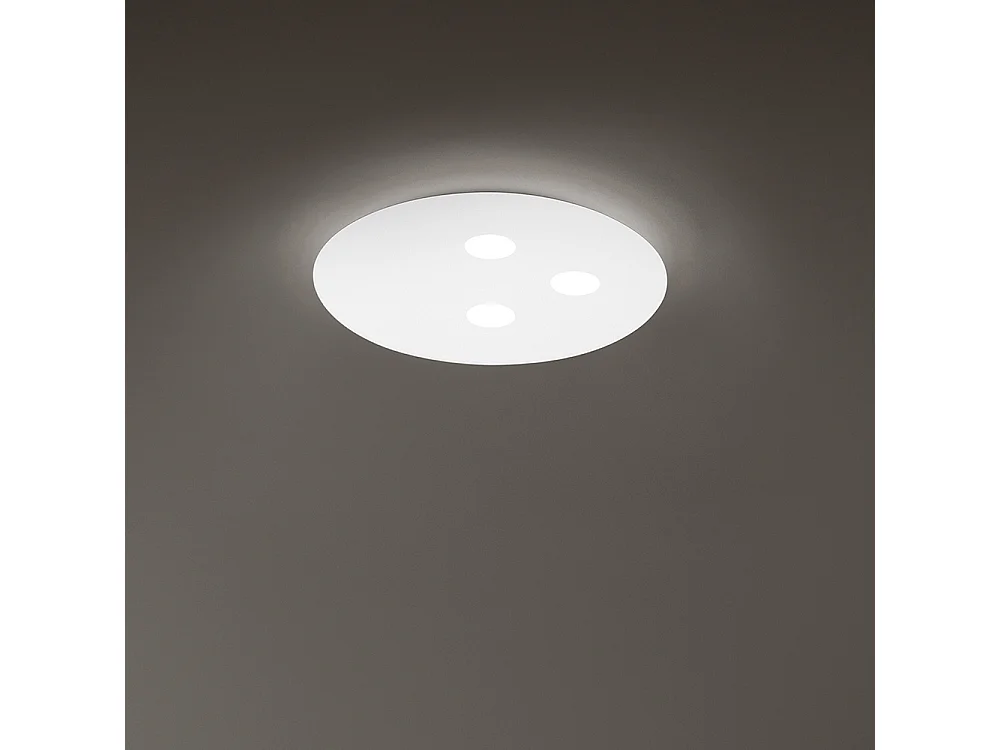 Plafonier LED Moderno em Metal Branco Mate 48W 3840lm, Luz Quente 3000K, Design Fino de Suspensão para Interiores - Diâmetro 50cm - Perenz