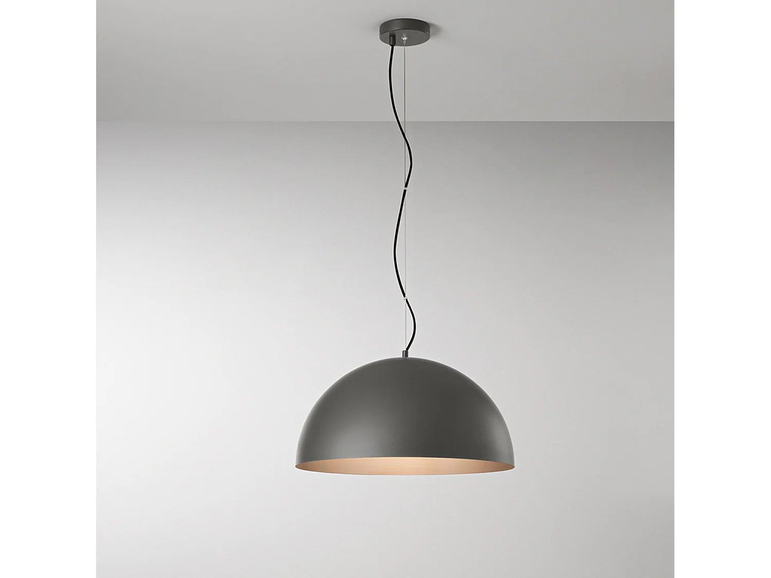 10S48560 GR Metall-Pendelleuchte, Stahlgestell in Metallic-Grau und Metallic-Braun, Durchmesser 50 cm, E27-Fassung, 60 W - Perenz