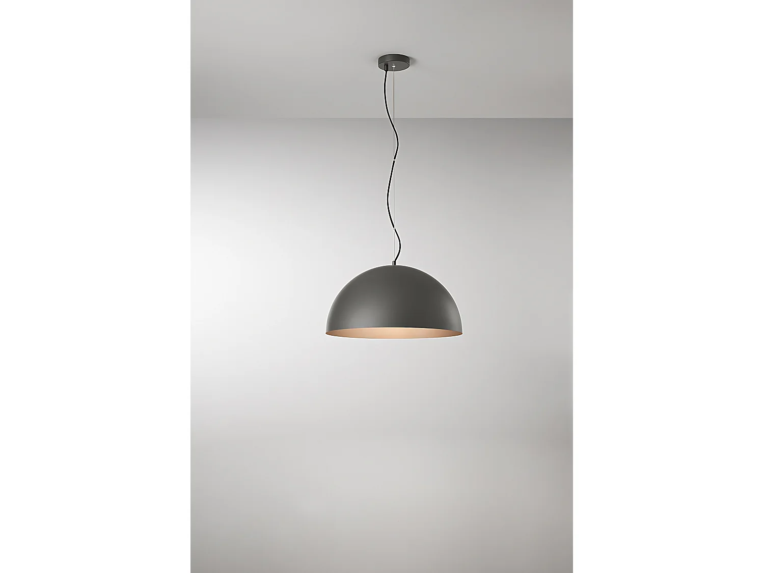 10S48560 GR Metall-Pendelleuchte, Stahlgestell in Metallic-Grau und Metallic-Braun, Durchmesser 50 cm, E27-Fassung, 60 W - Perenz