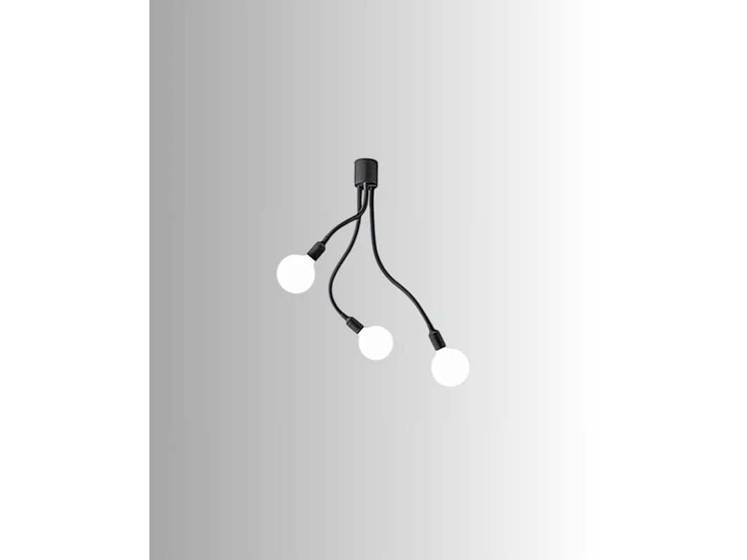 Loftlampe i gummi serie 6678, sort, diameter 39 cm, højde 81 cm, 3 x E27-fatninger, maks. 60 W, moderne og elegant design - Perenz