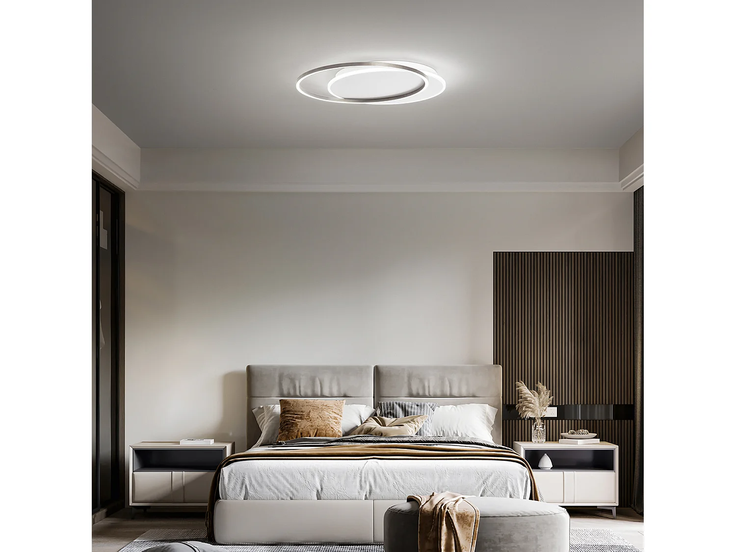 LED-Deckenleuchte Serie 8195 aus Metall/Aluminium, titangrau, 60 W, 4800 lm, dimmbar, modernes elegantes Design - Perenz