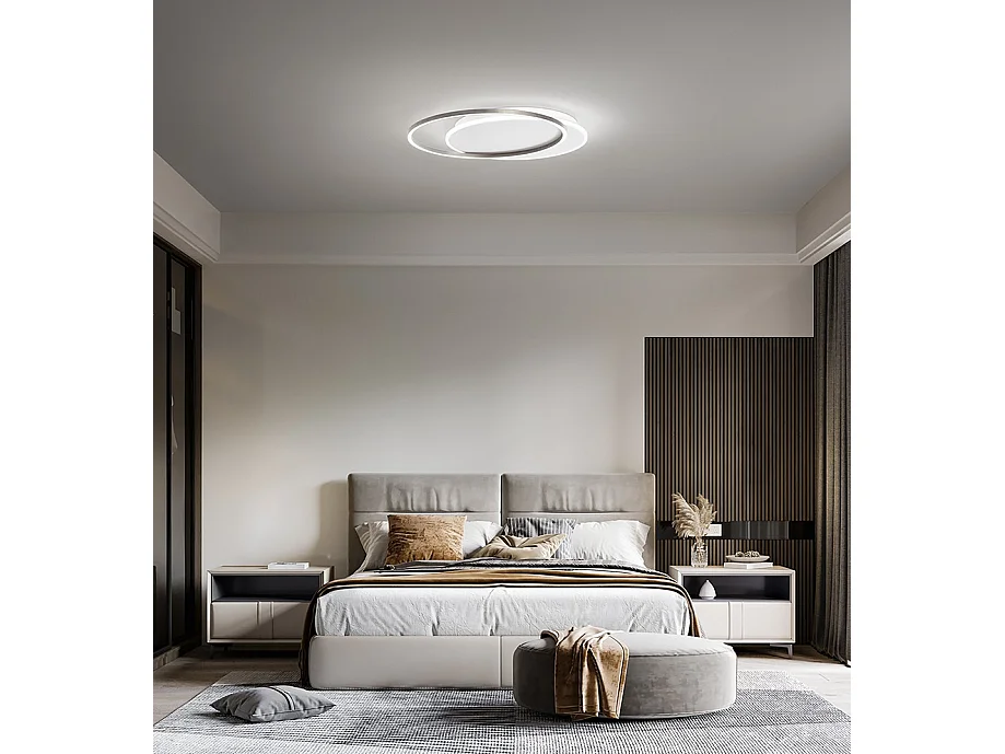 LED-Deckenleuchte Serie 8195 aus Metall/Aluminium, titangrau, 60 W, 4800 lm, dimmbar, modernes elegantes Design - Perenz