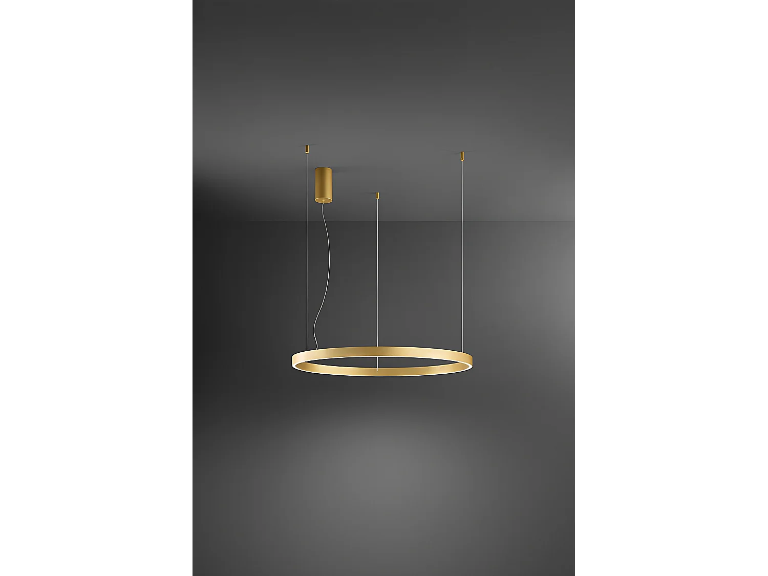 Candeeiro Suspenso LED Série 8284, Estrutura em Metal e Alumínio, Design Moderno Ouro Escovado, 87W Regulável, Diâmetro 100cm - Perenz Iluminação