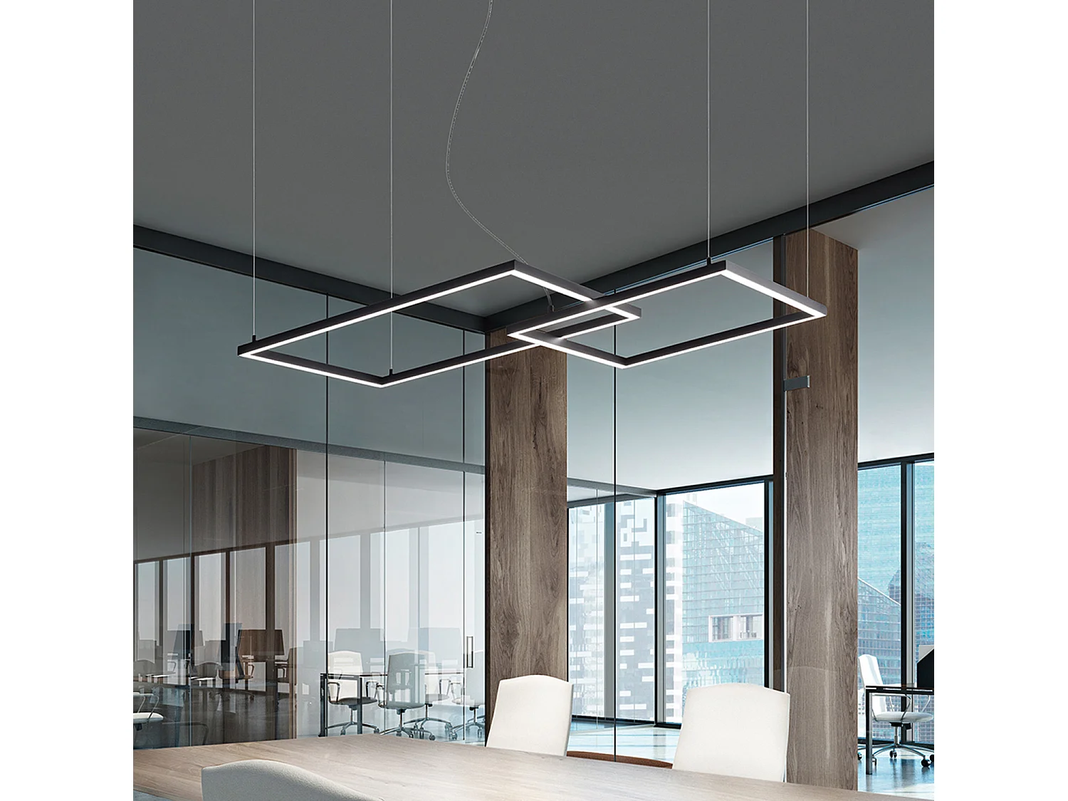 Sospensione Moderna Cross Alluminio Nero Opaco Led 64W Dimmerabile Ip20