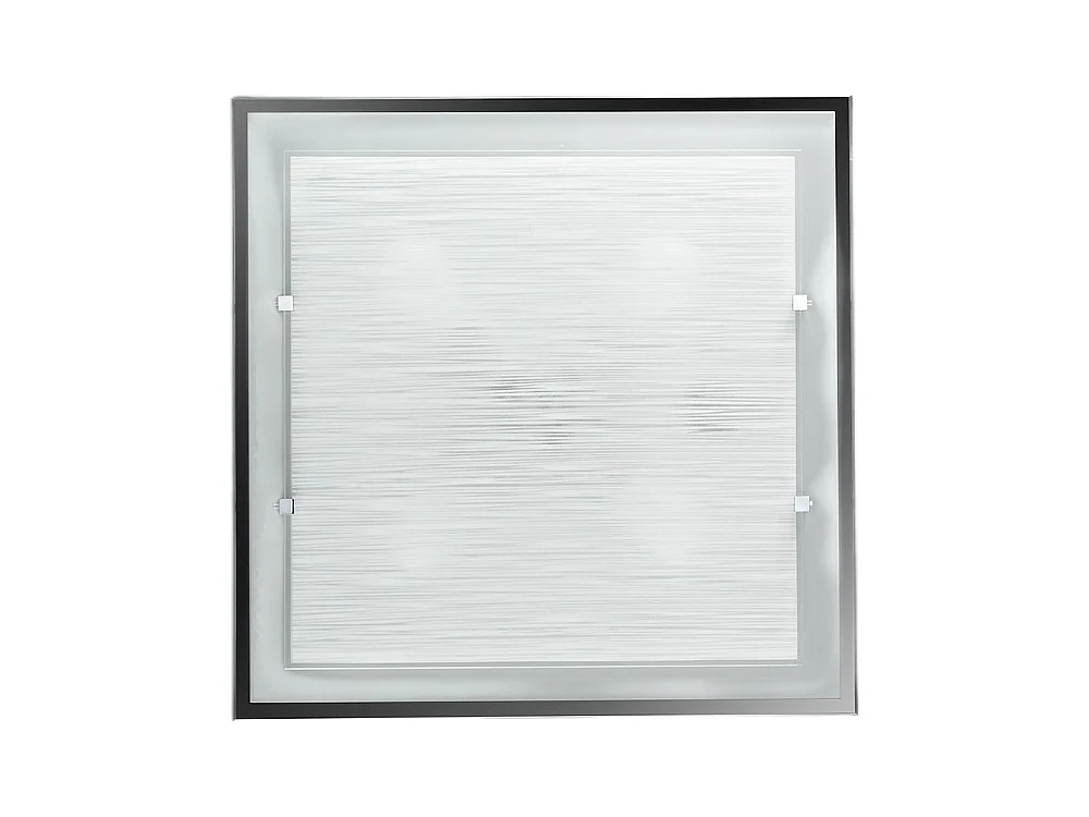 Firkantet loftslampe af stribet glas, 50 x 50 cm, moderne design med 4 x E27-fatninger til elegant og diffus indvendig belysning - Perenz