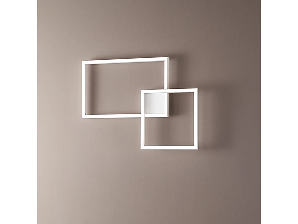 Plafonier LED Quadrado em Alumínio Branco Mate 45W, Tecnologia CCT Selecionável 3000K-4000K-6000K, Design Moderno e Estreito - Marca Perenz