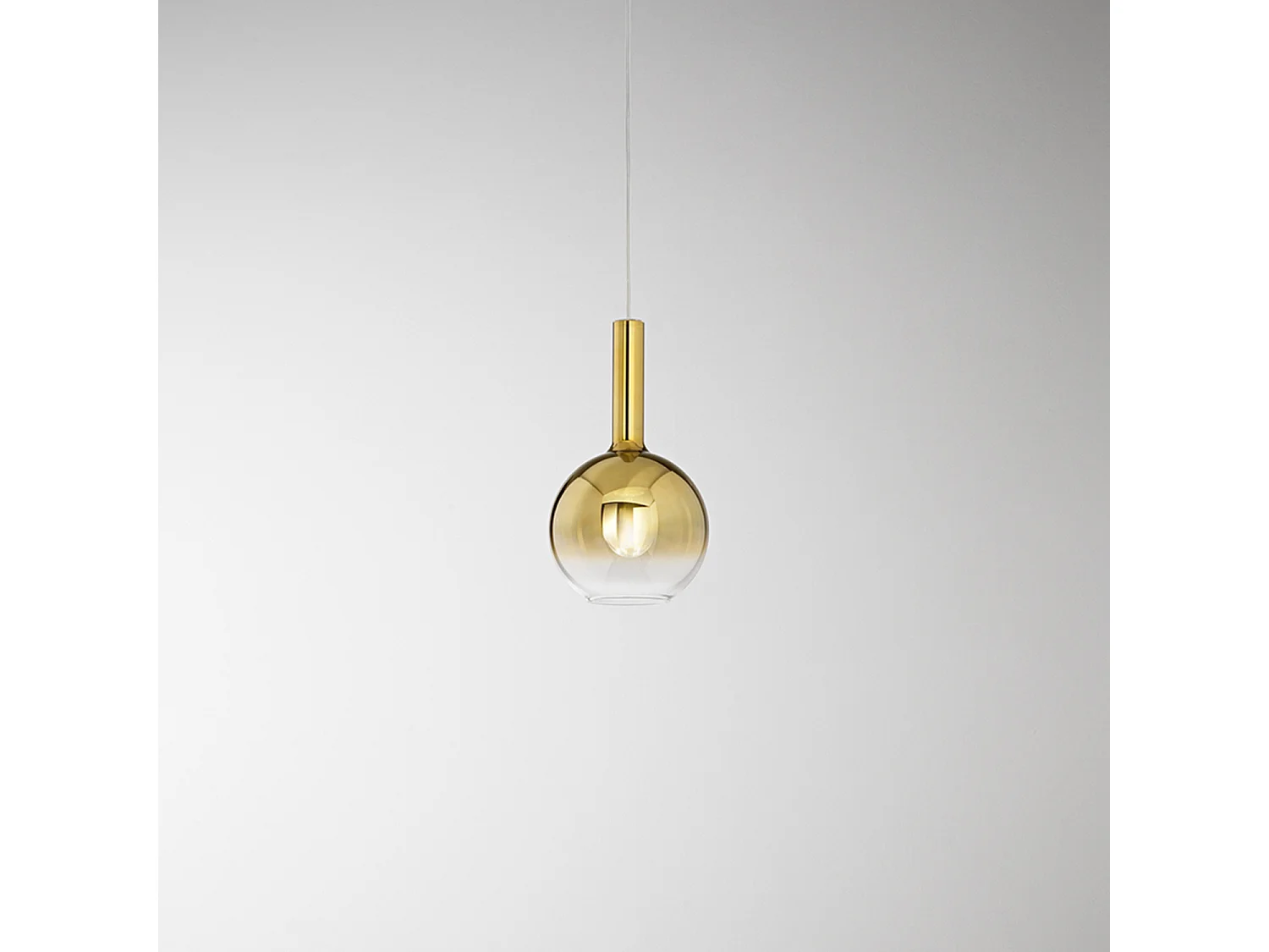 Hanglamp van goudkleurig, spiegelend borosilicaatglas met kap, E27 fitting, modern design, verstelbare kabel, diameter 20 cm, IP20 - Perenz