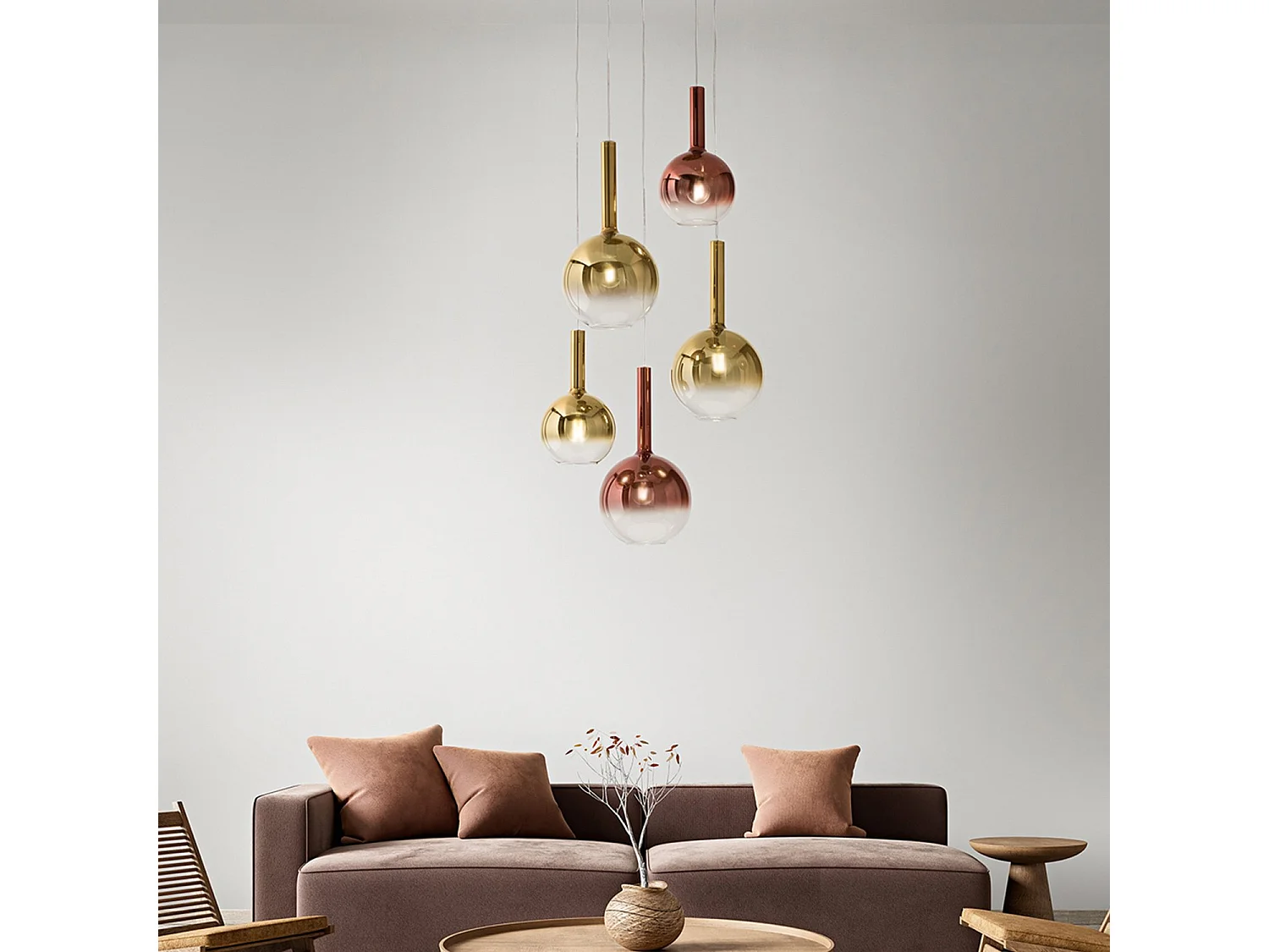 Lampa wisząca ze szkła borokrzemianowego, lustrzane złoto, gniazdo E27, nowoczesny design, regulowany kabel, średnica 20 cm, IP20 marki Perenz