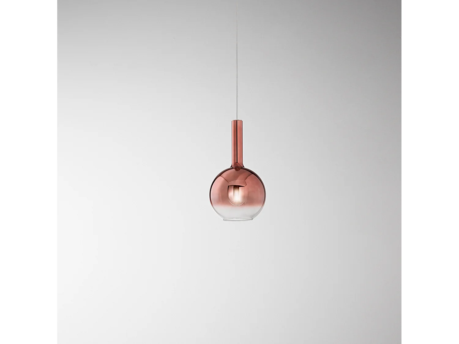 Hanglamp van gecoat, spiegelend koperkleurig borosilicaatglas, E27 fitting, modern design, verstelbare kabel, diameter 20 cm, IP20 - Perenz