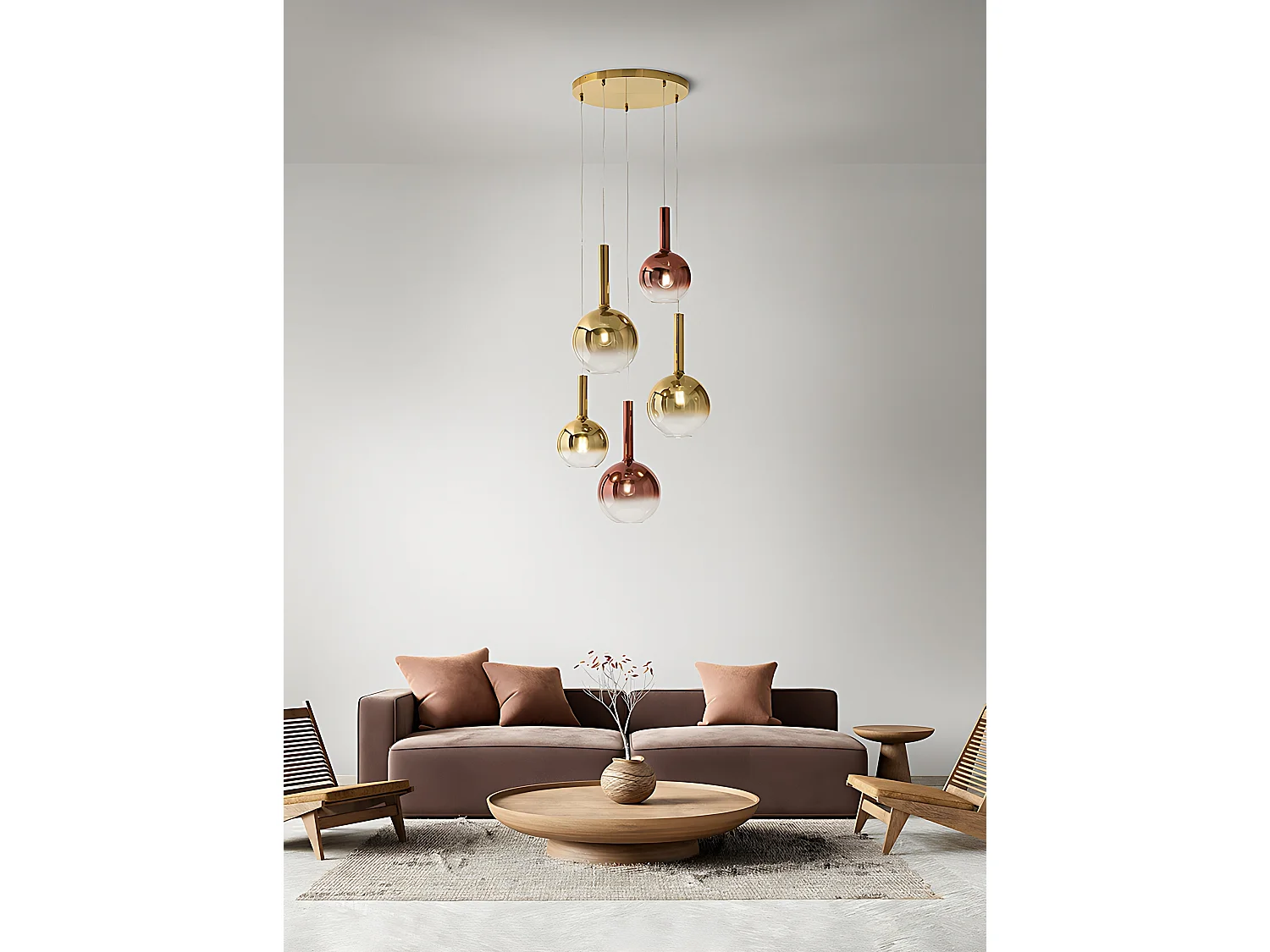 Lampa wisząca ze szkła borokrzemowego miedziana, gwint E27, nowoczesny design, regulowany kabel, średnica 20 cm, IP20 - Perenz Mirror Lamp