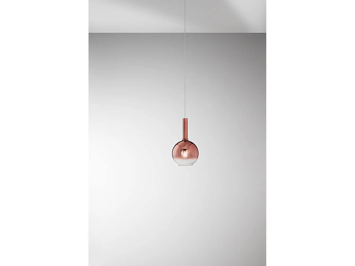 Lampa wisząca ze szkła borokrzemowego miedziana, gwint E27, nowoczesny design, regulowany kabel, średnica 20 cm, IP20 - Perenz Mirror Lamp