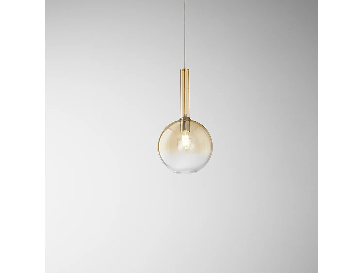 Transparante amberkleurige hanglamp van borosilicaatglas 1x40W E27, modern design met verstelbare kabel, ideaal voor binnenverlichting - Perenz