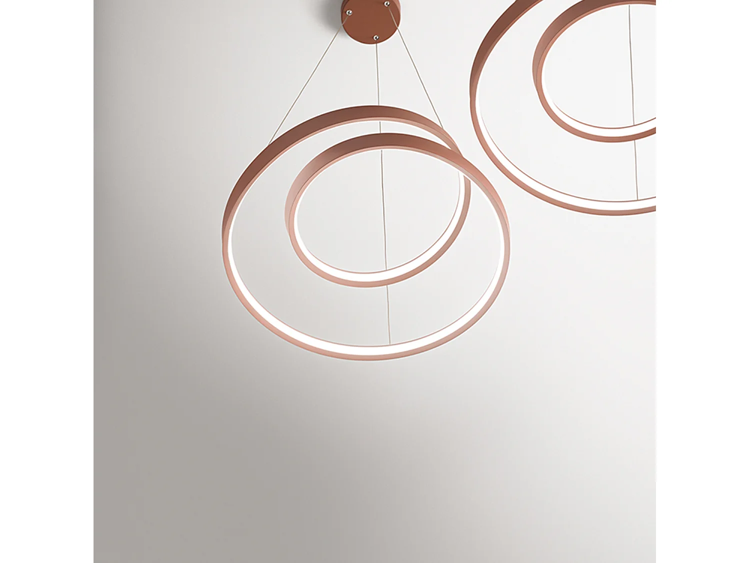 55W ronde LED-hanglamp met CCT-dimfunctie, mat kaneelkleurig metalen frame, in hoogte verstelbaar, modern design - Perenz