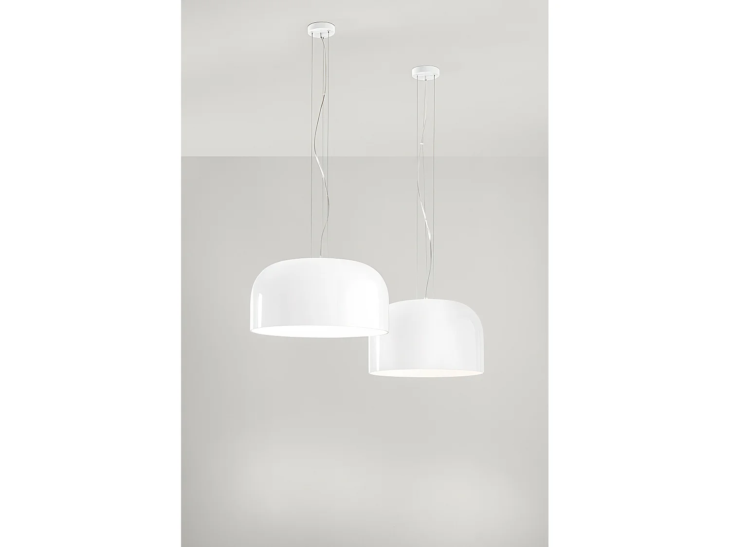 Pendellampe lavet af opalhvidt glas og metal, Ø40 cm, E27, moderne minimalistisk stil, indendørs brug, beskyttelsesklasse I - Perenz