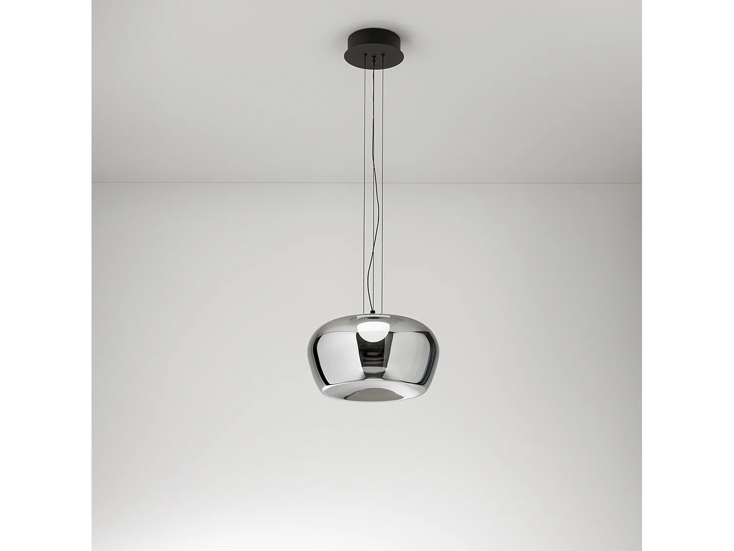 LED-Pendelleuchte 20 W aus rauchfarbenem Spiegelglas, mattschwarz, Ø38 cm, modernes elegantes Design Innenbereich - Perenz